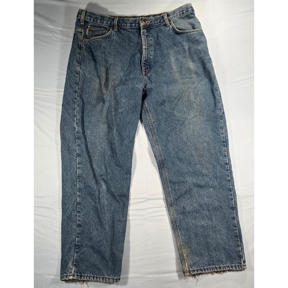Carhartt B172 DST Relaxed Fit Jeans Mens 40x30 Blue Denim Distressed Work Pants